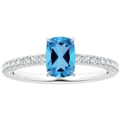 Angara Anillo de oro de 14 quilates con topacio azul suizo de 1,63 quilates, natural y certificado por el GIA