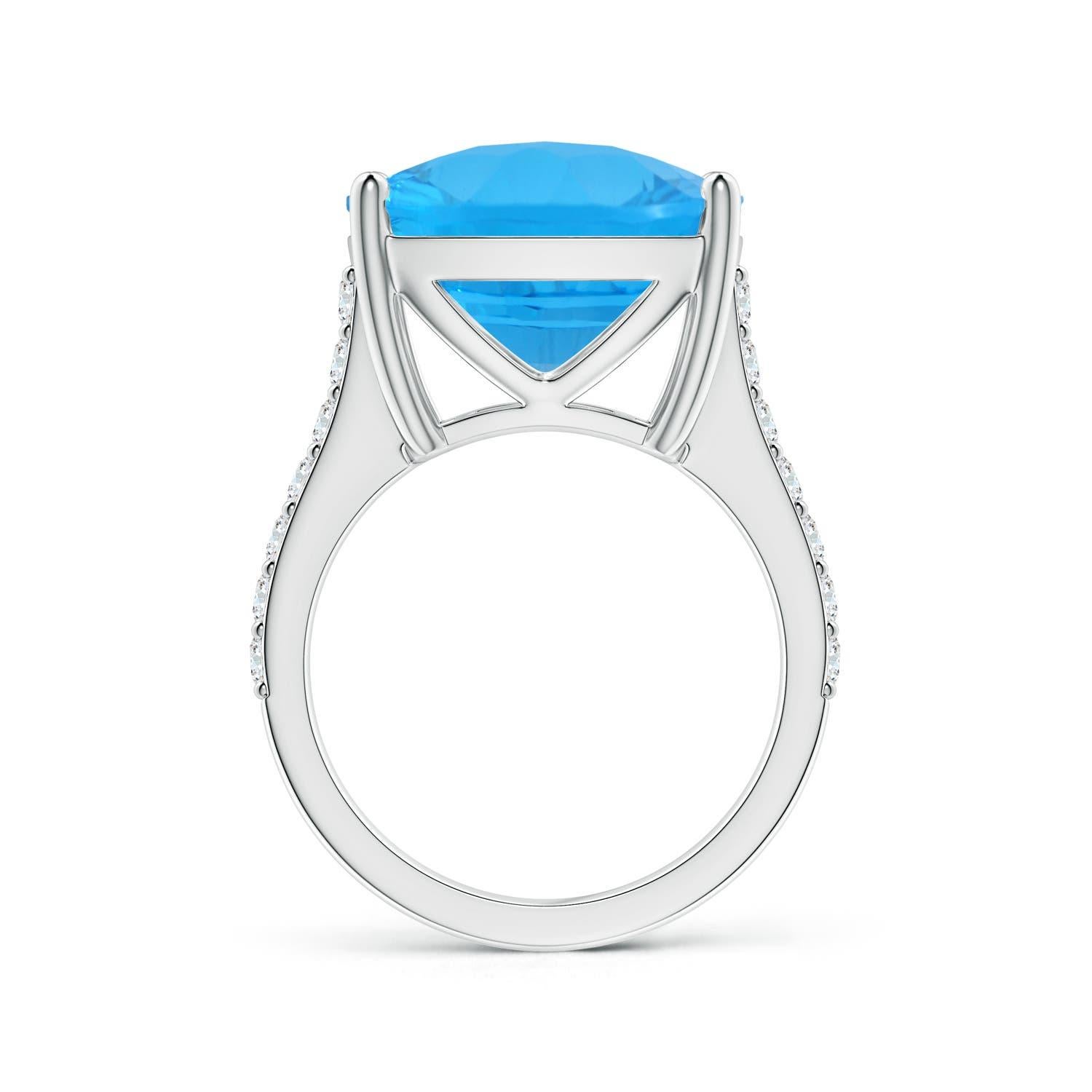 Taglio cuscino Anello Angara Nature certificato GIA con cuscino da 16,45 ct di Topazio Blu Svizzero in oro 14K in vendita