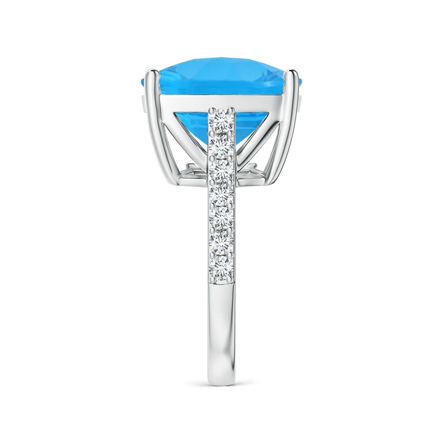 Anello Angara Nature certificato GIA con cuscino da 16,45 ct di Topazio Blu Svizzero in oro 14K In condizioni Nuovo in vendita a Los Angeles, CA