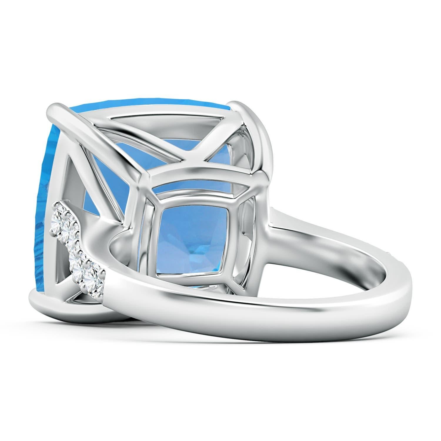 Donna Anello Angara Nature certificato GIA con cuscino da 16,45 ct di Topazio Blu Svizzero in oro 14K in vendita