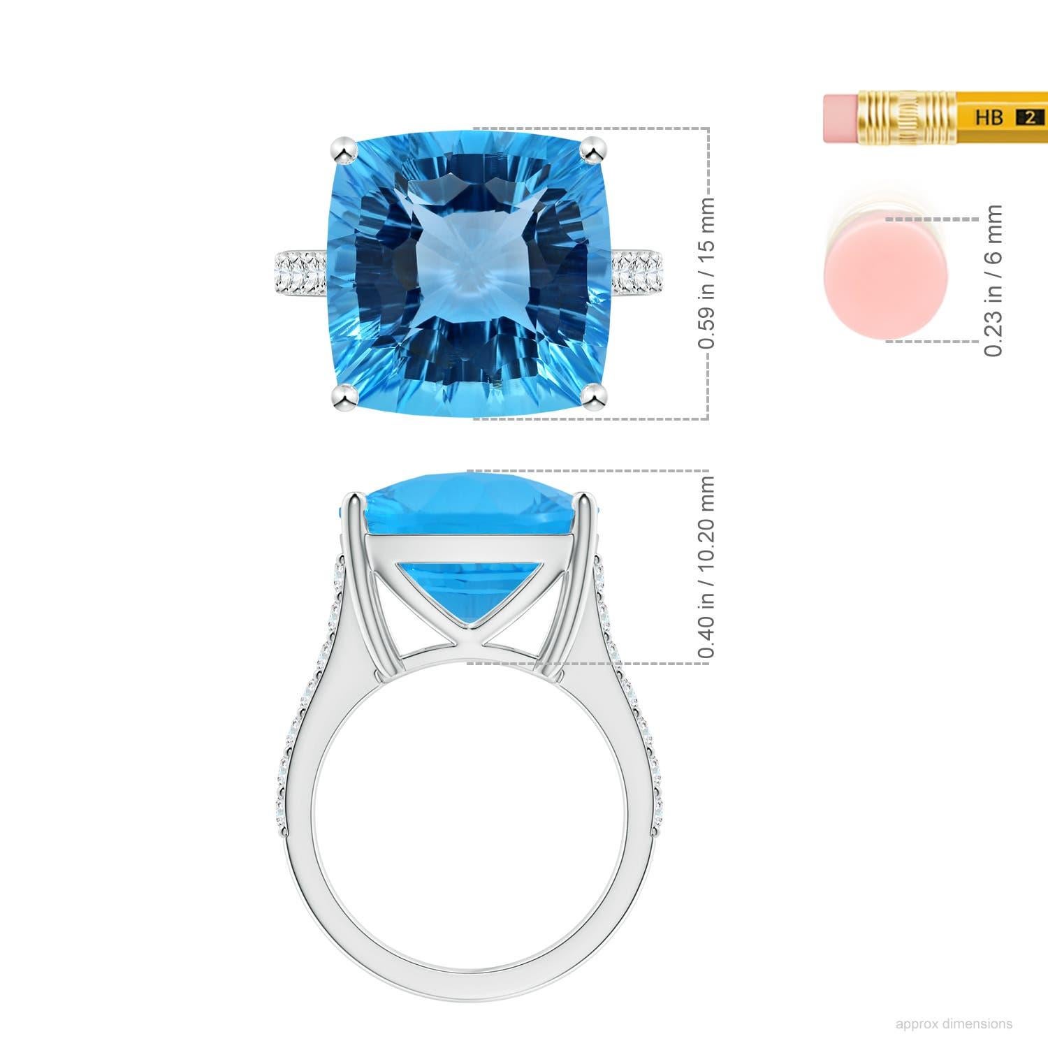 Anello Angara Nature certificato GIA con cuscino da 16,45 ct di Topazio Blu Svizzero in oro 14K in vendita 2