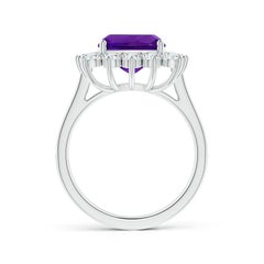 Angara Natural GIA Certified Cushion 2.5 ct Amethyst Ring in 14K Gold for Women