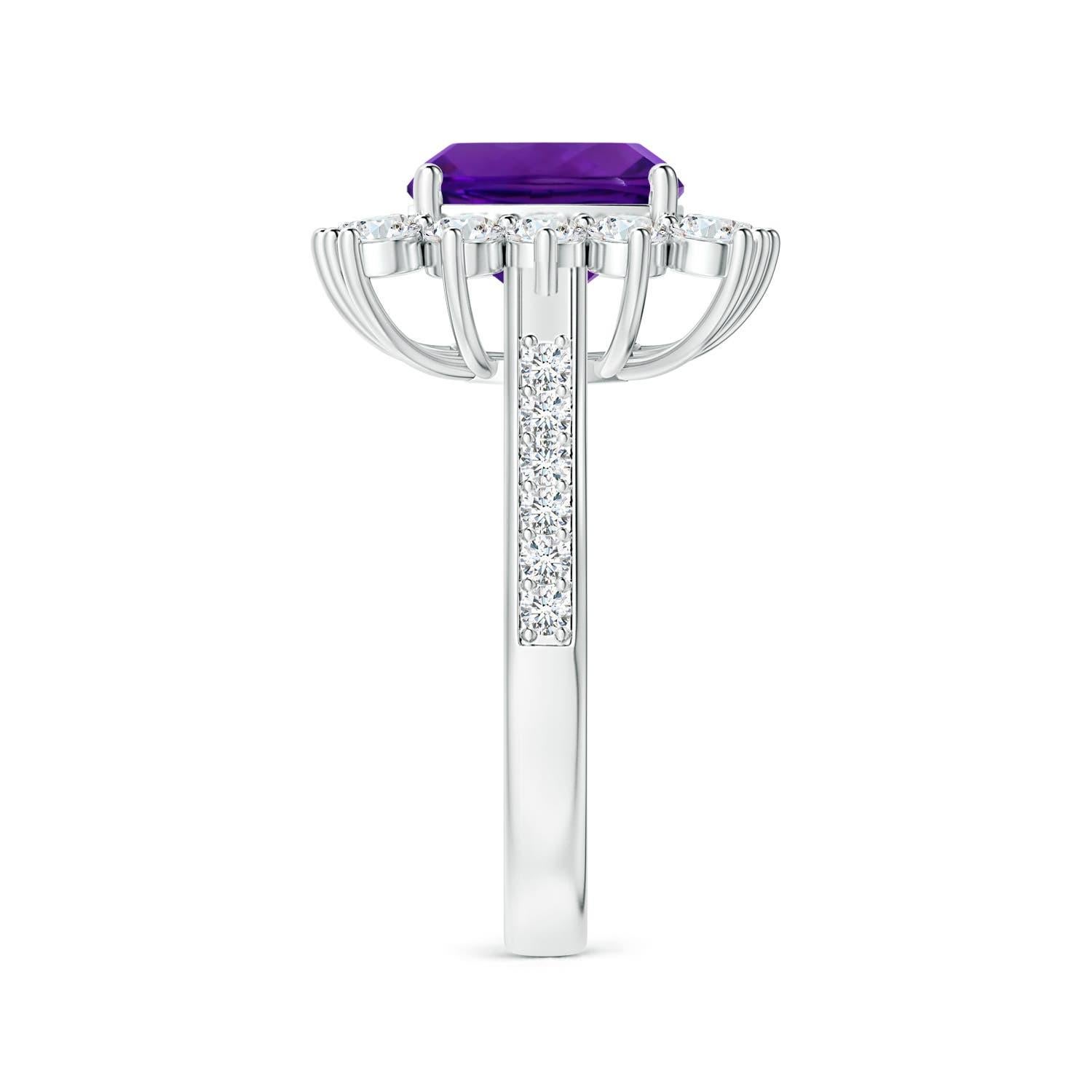 Taille coussin Bague d'améthyste coussin certifiée GIA de 2,5 ct en or 14K pour femme Angara Nature en vente