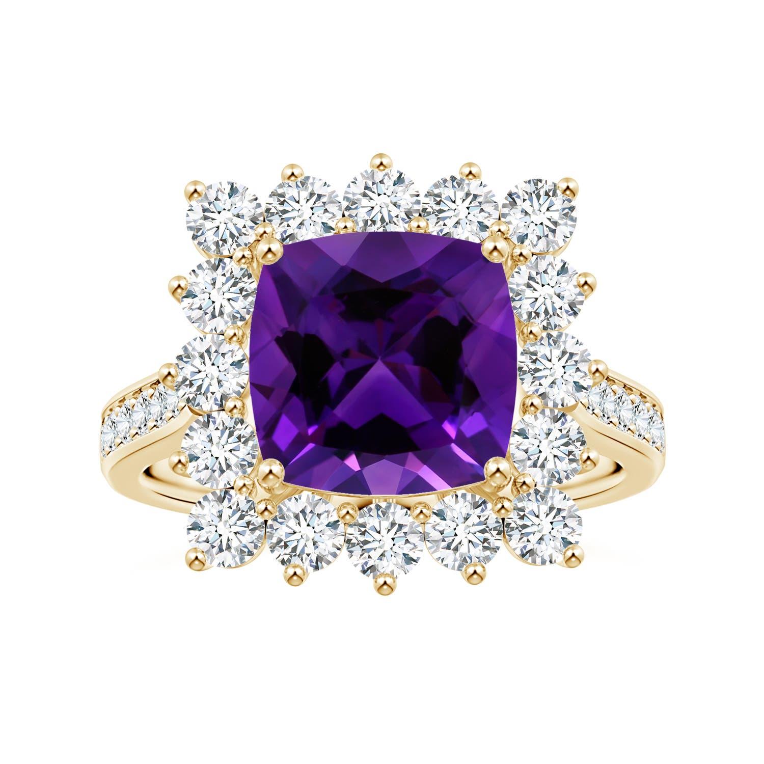 Bague d'améthyste coussin certifiée GIA de 2,5 ct en or 14K pour femme Angara Nature en vente 3