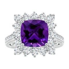 Angara Anillo de amatista natural de 2,5 ct en oro de 14 quilates con certificado GIA para mujer