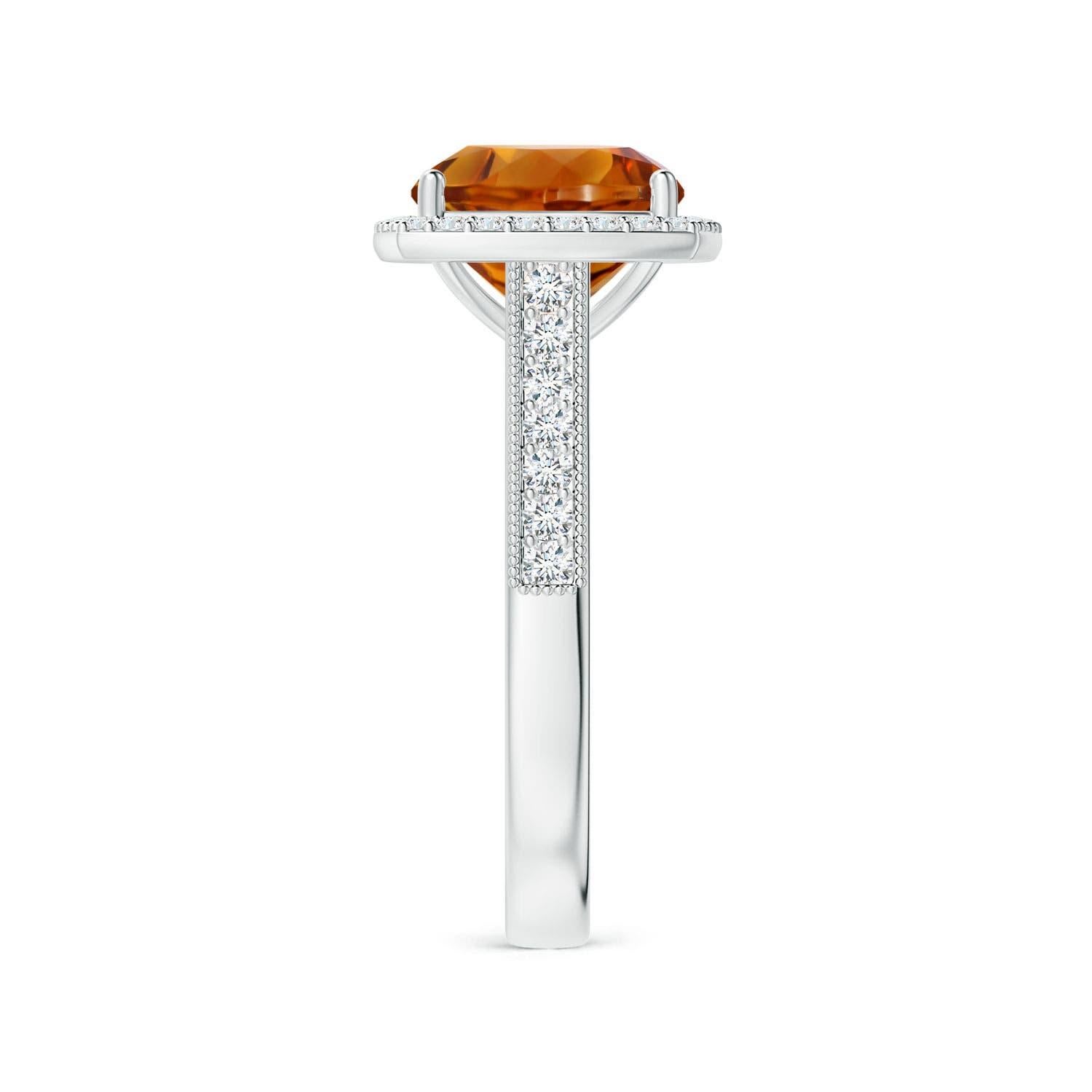 Taille coussin Angara Bague Halo en or massif 14K avec citrine coussin certifiée GIA de 2,83 ct. en vente