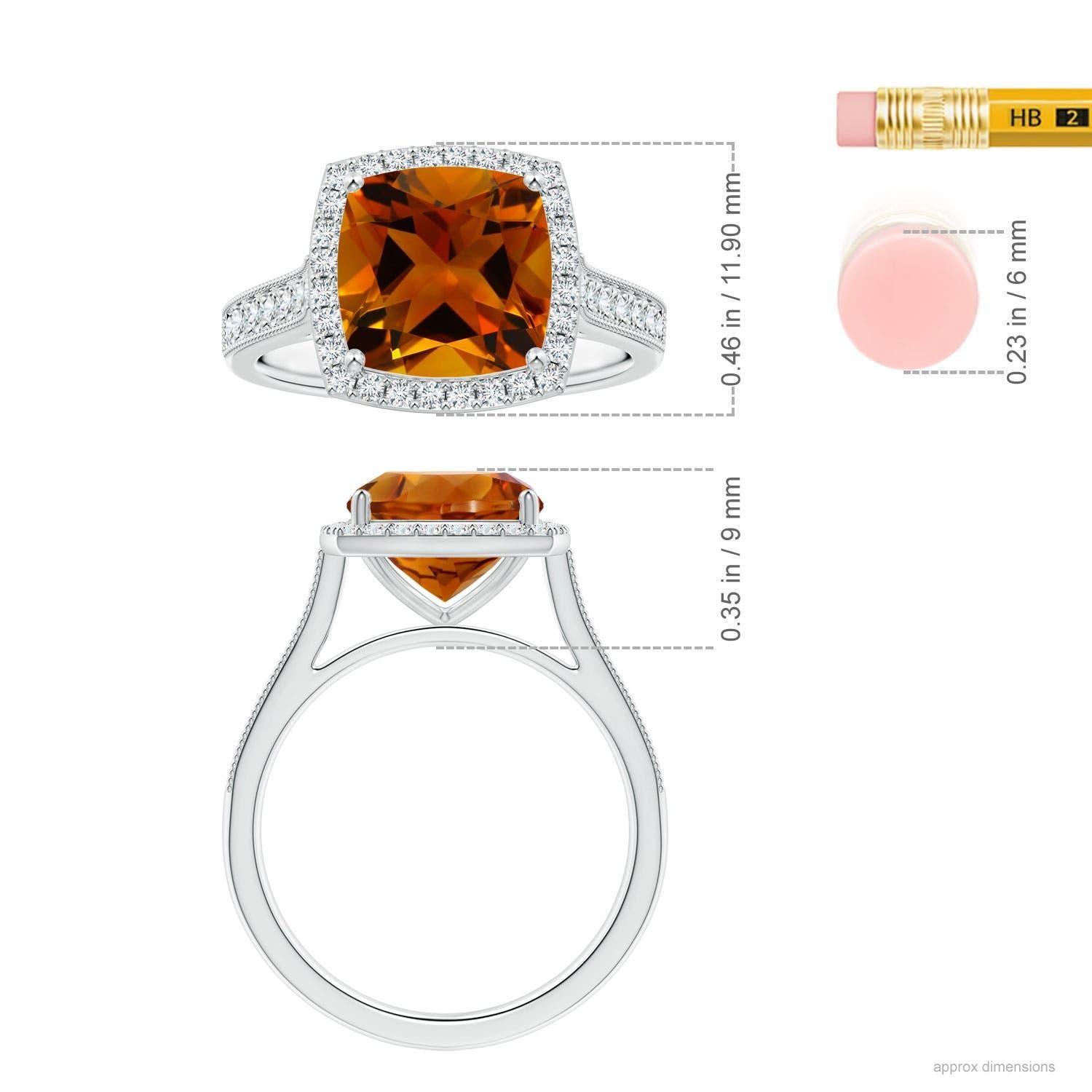 Angara Bague Halo en or massif 14K avec citrine coussin certifiée GIA de 2,83 ct. Pour femmes en vente