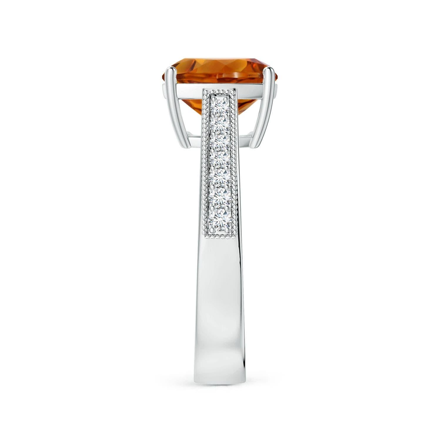 Taille coussin Bague en or 14 carats pour femme avec citrine coussin certifiée GIA de 2,83 carats. en vente