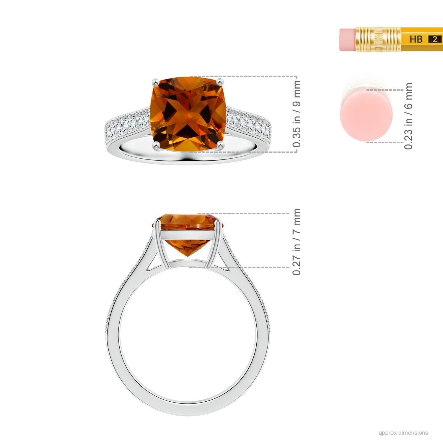 Bague en or 14 carats pour femme avec citrine coussin certifiée GIA de 2,83 carats. Pour femmes en vente