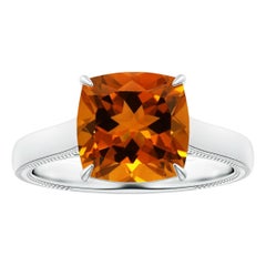 Angara Anillo solitario de citrino natural certificado por el GIA de 3,96 ct en oro de 14 quilates