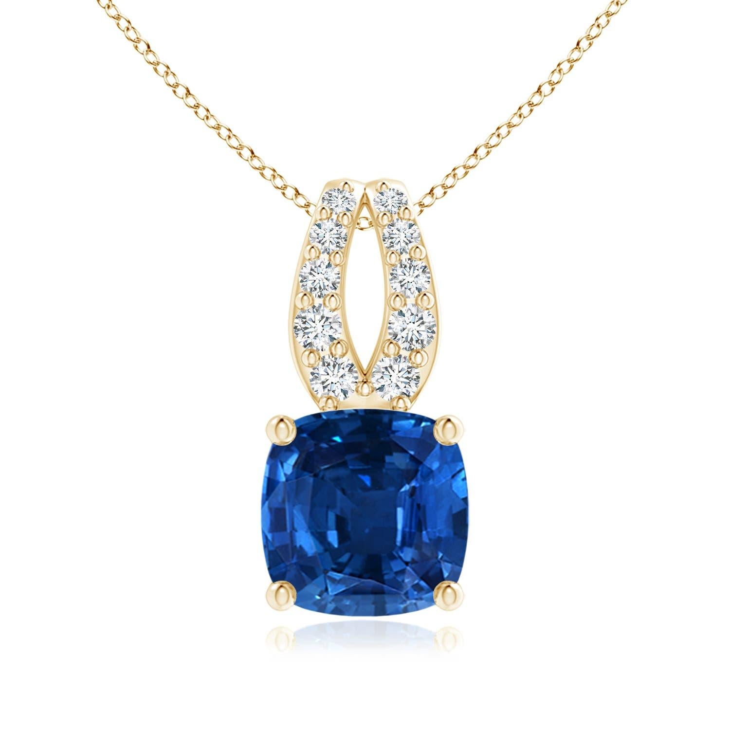 Ciondolo con zaffiro blu da 4,1 carati certificato GIA naturale di Angara in oro 14K in vendita 2