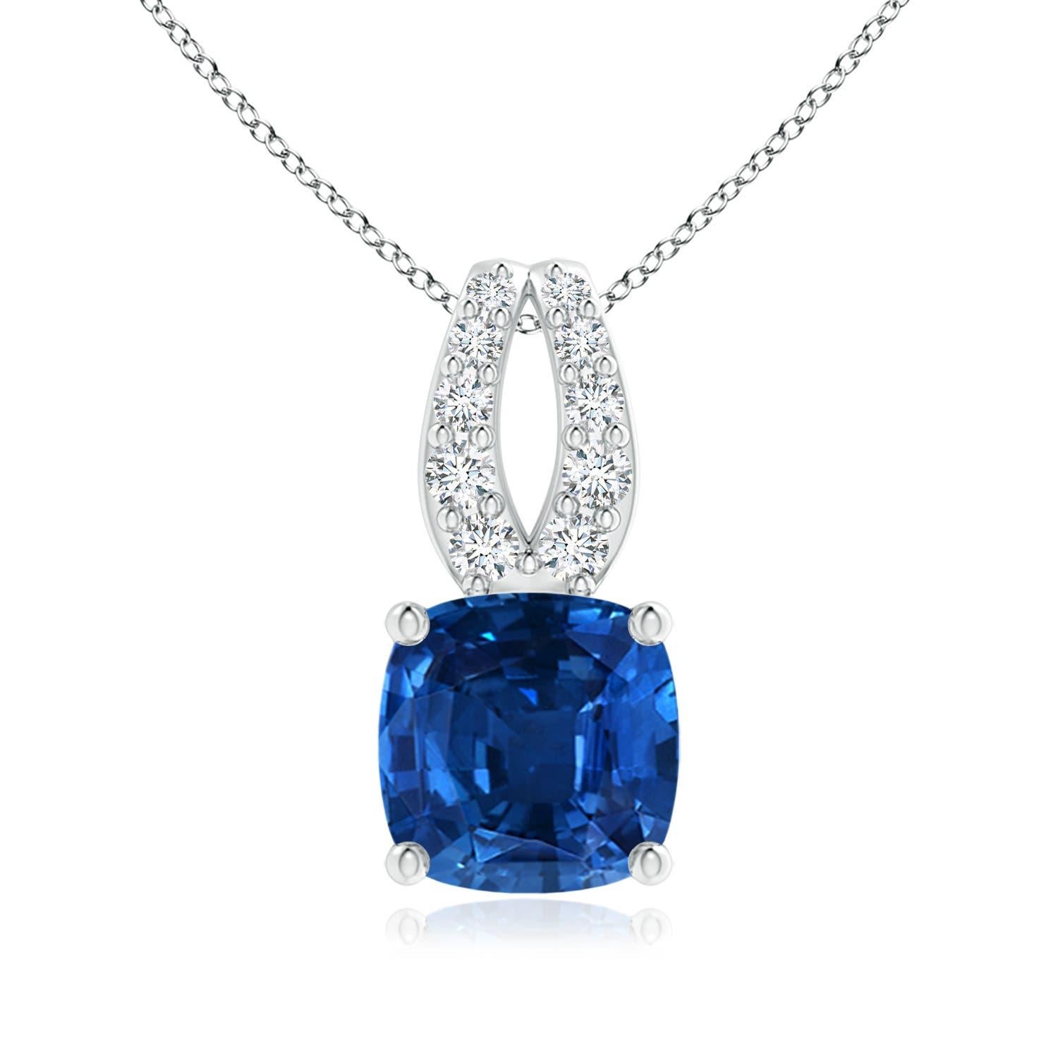 Angara Natural GIA zertifiziert Cushion 4,1 ct blauer Saphir Anhänger in 14K Gold