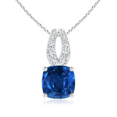 Angara Natural GIA zertifiziert Cushion 4,1 ct blauer Saphir Anhänger in 14K Gold