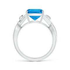 Angara Natural GIA Certified Cushion 4.45 ct Swiss Blue Ring 14K Gold for Women