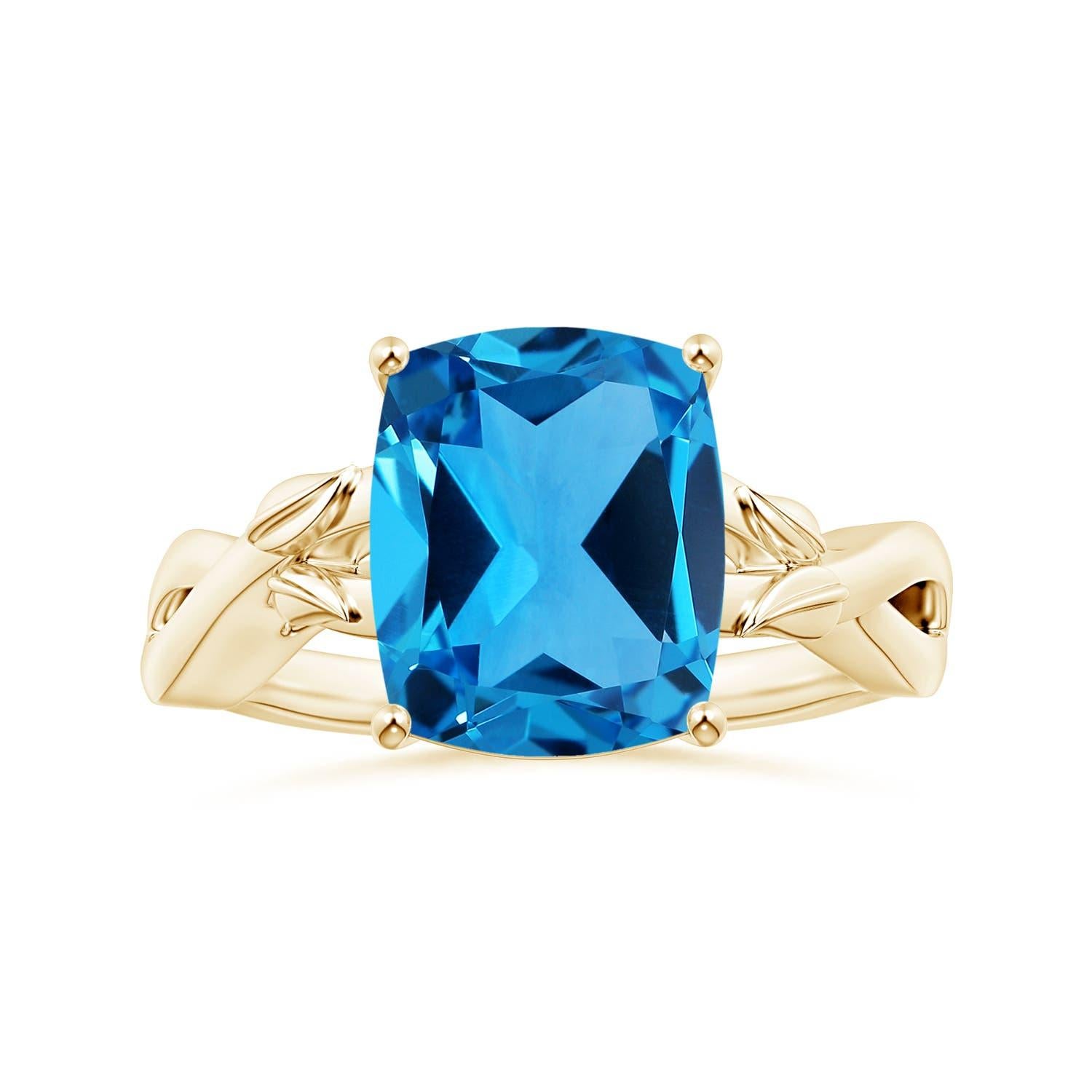 Anello Angara in oro 14K con cuscino naturale certificato GIA da 4,45 ct. in vendita 3