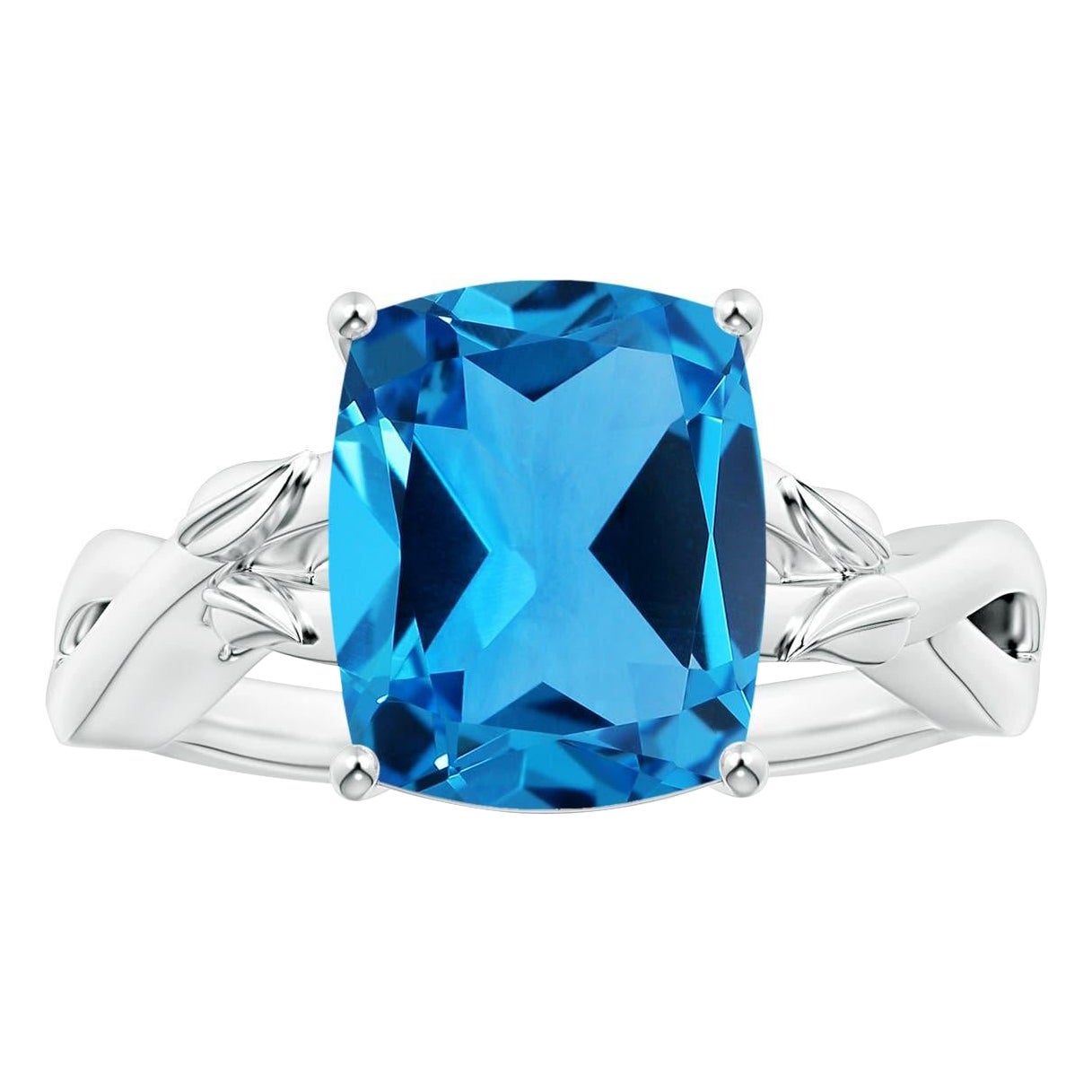 Anello Angara in oro 14K con cuscino naturale certificato GIA da 4,45 ct. in vendita