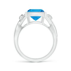 Angara Natural GIA Certified Cushion 4.45ct Swiss Blue Ring in 14K Solid Gold