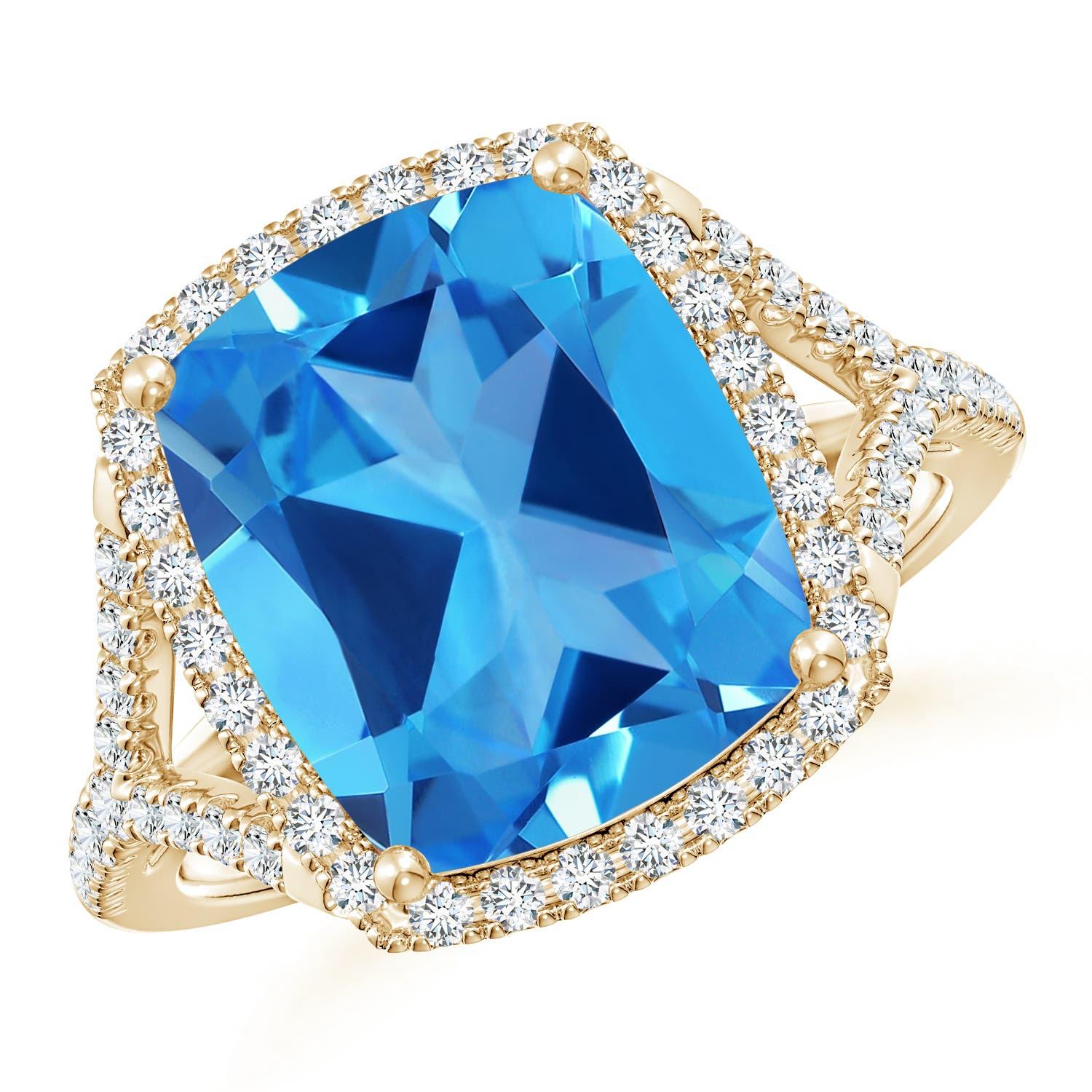 Angara Anillo de oro de 14 quilates con topacio azul suizo de 5,41 quilates, natural y certificado por el GIA en venta 3