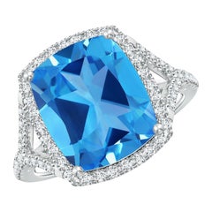 Angara Anillo de oro de 14 quilates con topacio azul suizo de 5,41 quilates, natural y certificado por el GIA