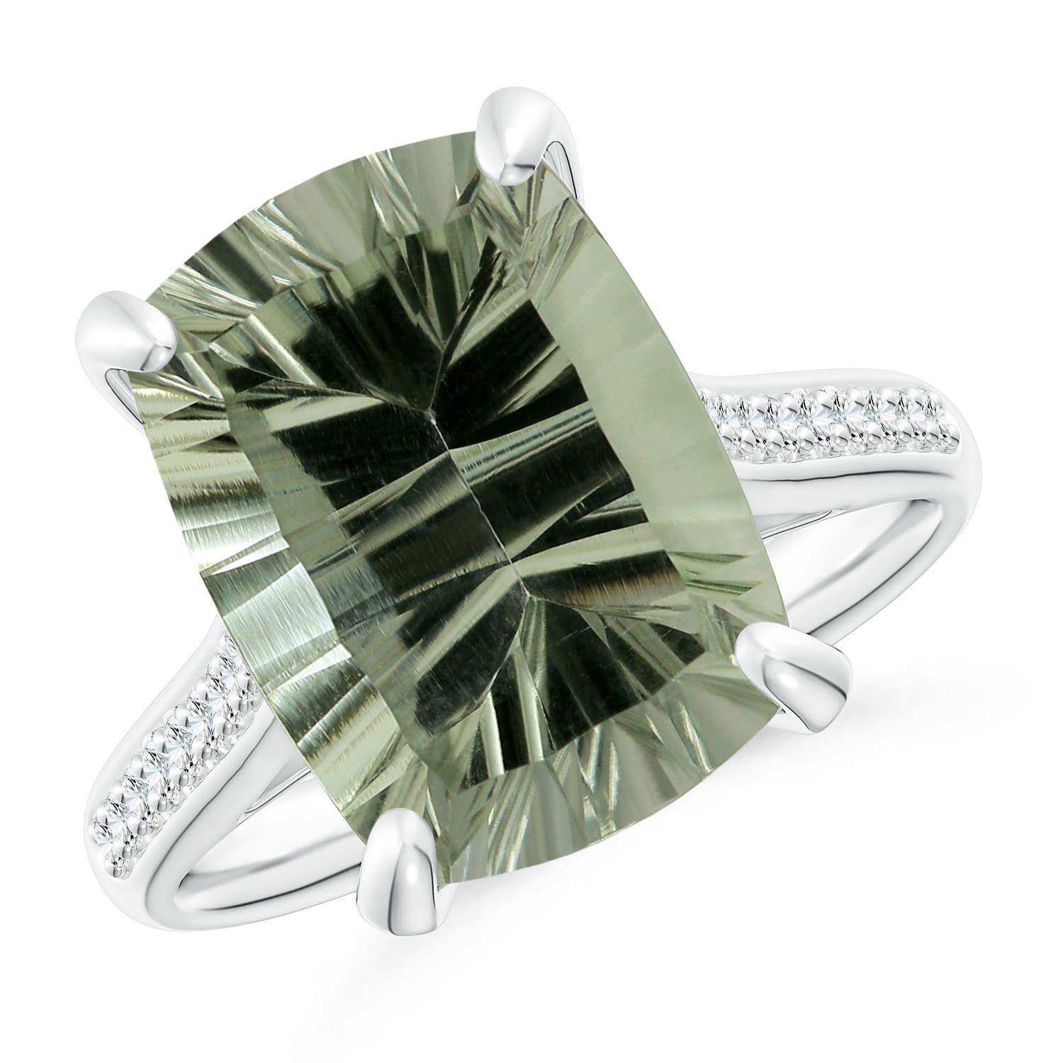 Anello con ametista verde da 5,99 carati e certificato GIA di Angara in oro 14 carati
