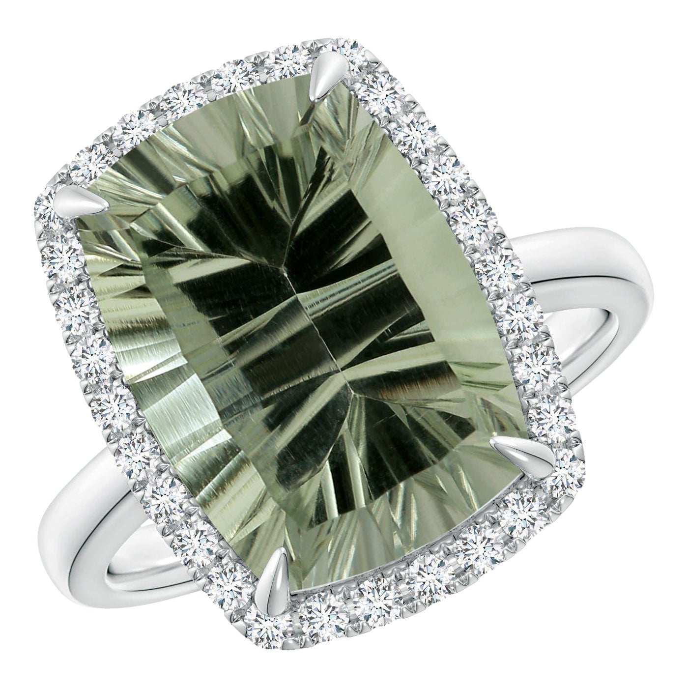 Anello con ametista verde da 5,99 carati e certificato GIA di Angara in oro 14 carati in vendita