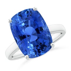 Angara Natural GIA Certified Cushion 7.06ct Sapphire Solitaire Ring 14K Gold