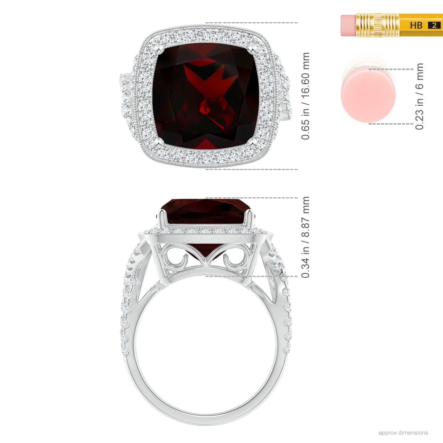 Bague en or 14 carats pour femme en grenat coussin certifié GIA naturel de 7,54 ct Pour femmes en vente