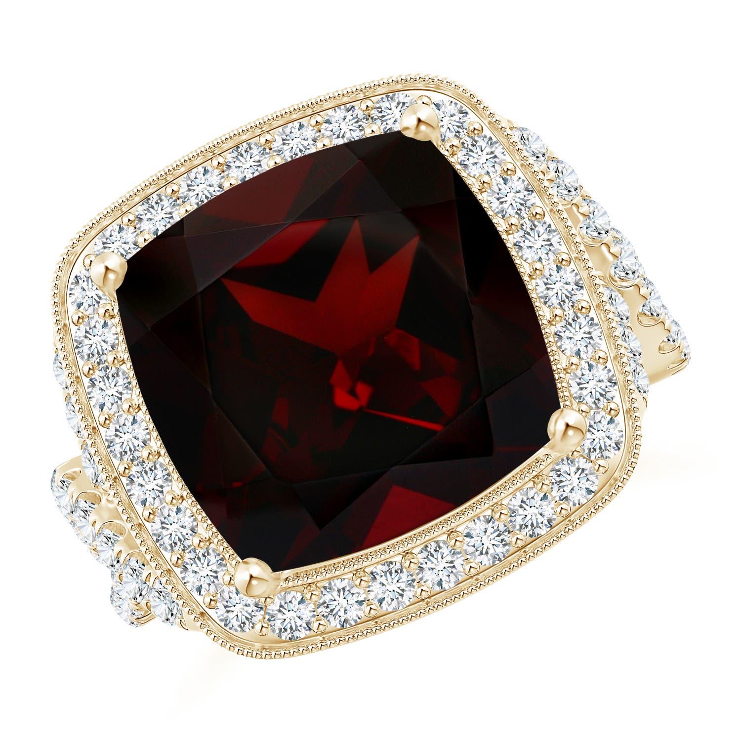 Bague en or 14 carats pour femme en grenat coussin certifié GIA naturel de 7,54 ct en vente 3