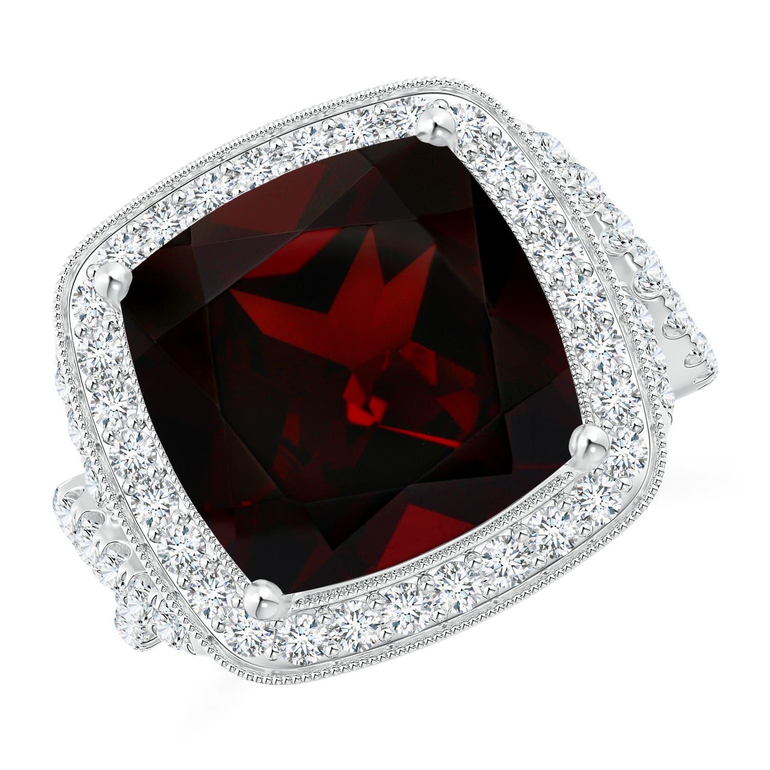 Bague en or 14 carats pour femme en grenat coussin certifié GIA naturel de 7,54 ct