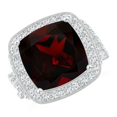 Bague en or 14 carats pour femme en grenat coussin certifié GIA naturel de 7,54 ct
