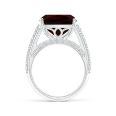 Angara Natural GIA Certified Cushion 7.54ct Garnet Ring with Diamond in 14K Gold