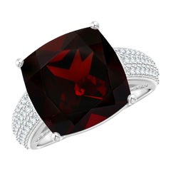 Angara Anillo Natural de Granate de 7,54 ct con Diamante Certificado GIA en Oro de 14K