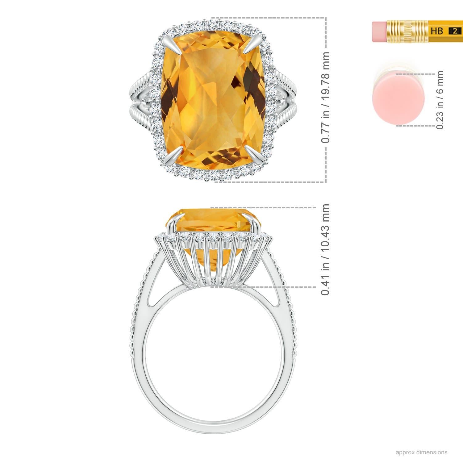 Angara Anillo Halo de Citrino Natural Certificado por el GIA de 8,92 ct en oro macizo de 14 quilates en venta 1