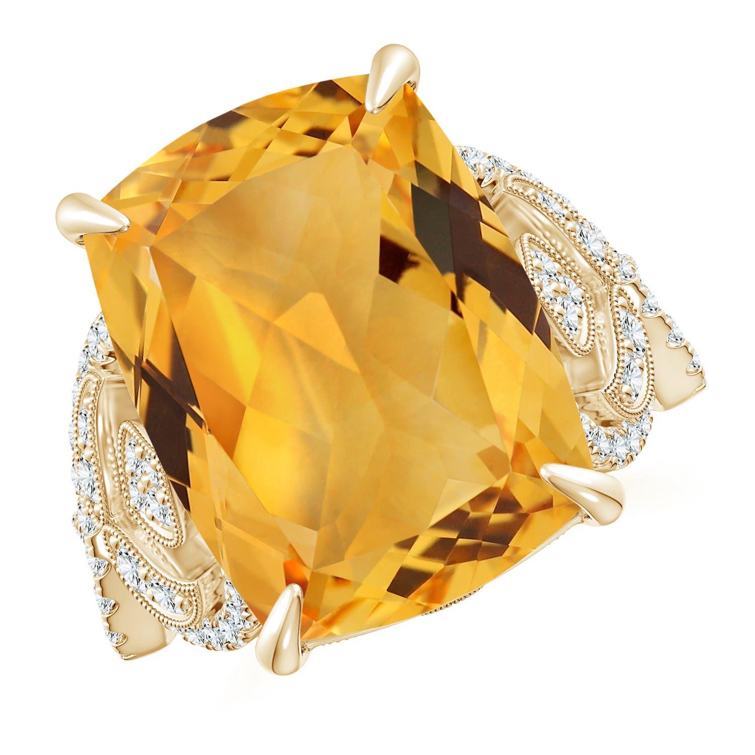Anello con citrino naturale di 8,92 ct certificato GIA di Angara in oro 14K per donna in vendita 4