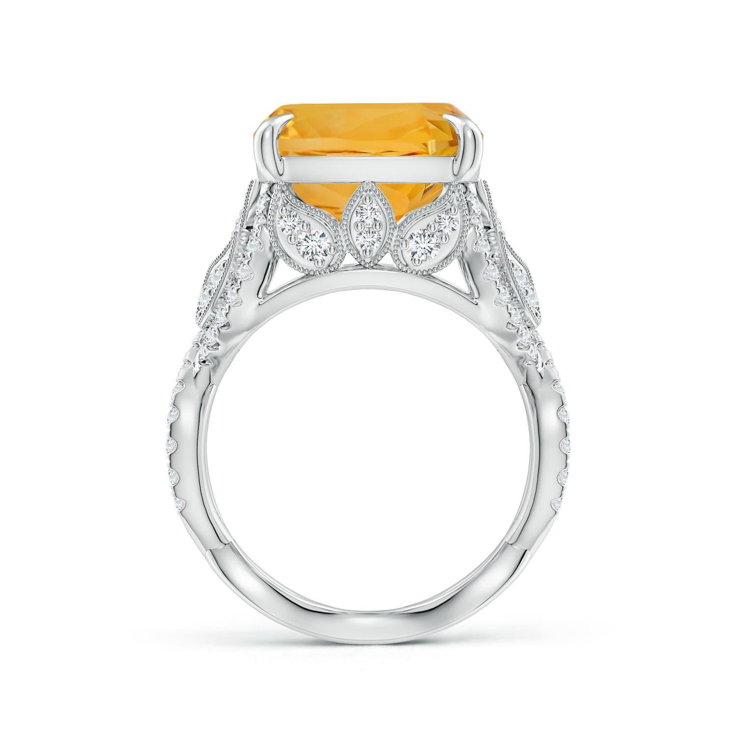 Taglio cuscino Anello con citrino naturale di 8,92 ct certificato GIA di Angara in oro 14K per donna in vendita