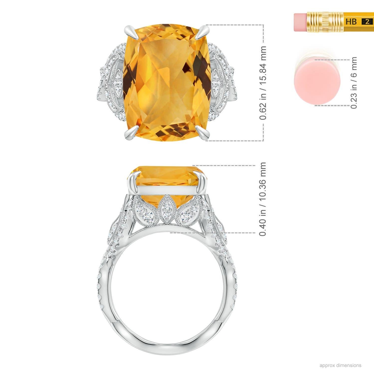 Anello con citrino naturale di 8,92 ct certificato GIA di Angara in oro 14K per donna in vendita 1