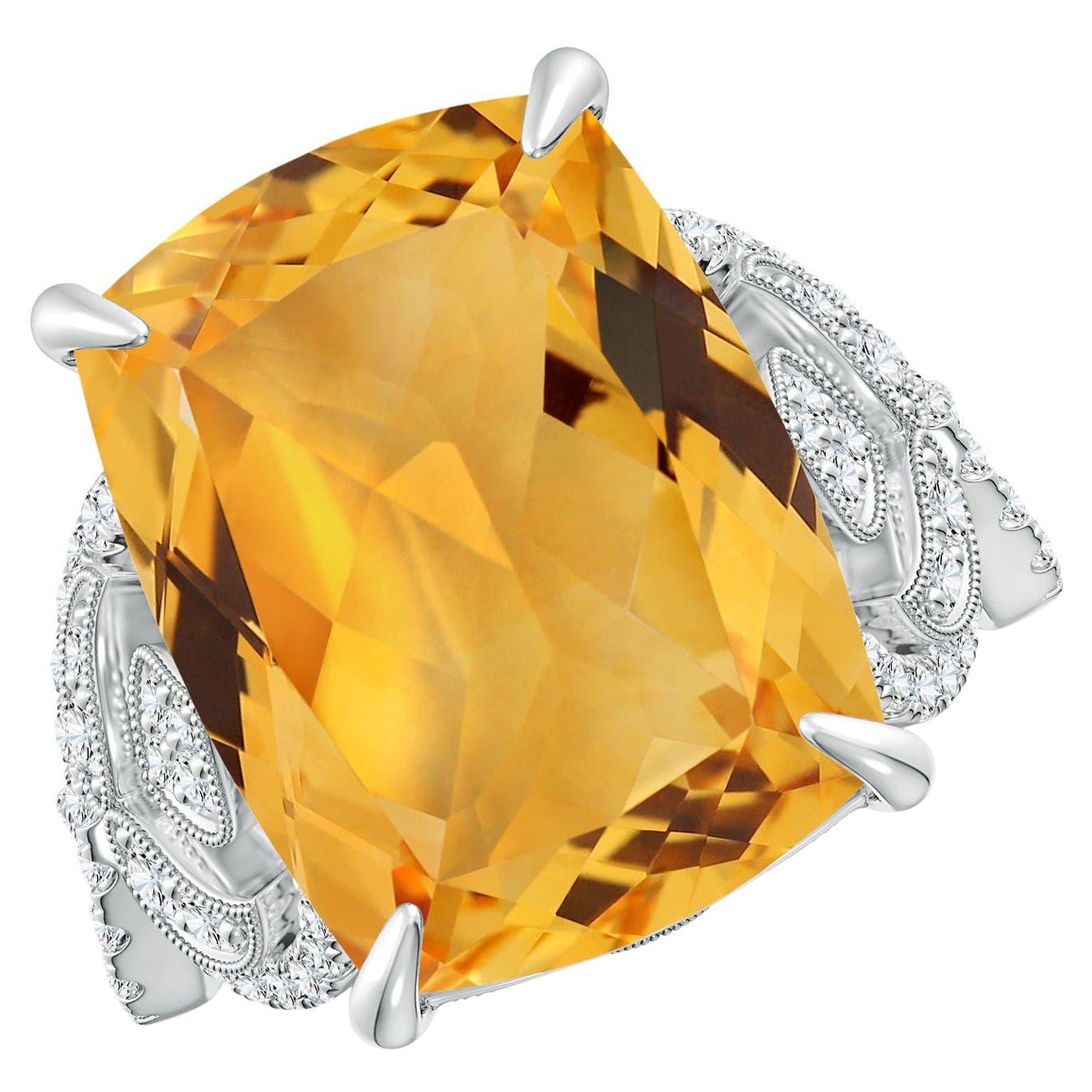 Bague en or 14 carats pour femme avec citrine coussin certifiée GIA de 8,92 ct Naturelle
