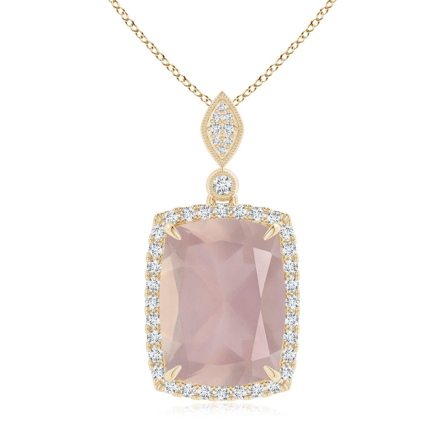 Ciondolo di quarzo rosa da 8,92 carati con certificato GIA di Angara Nature in oro 14K in vendita 3