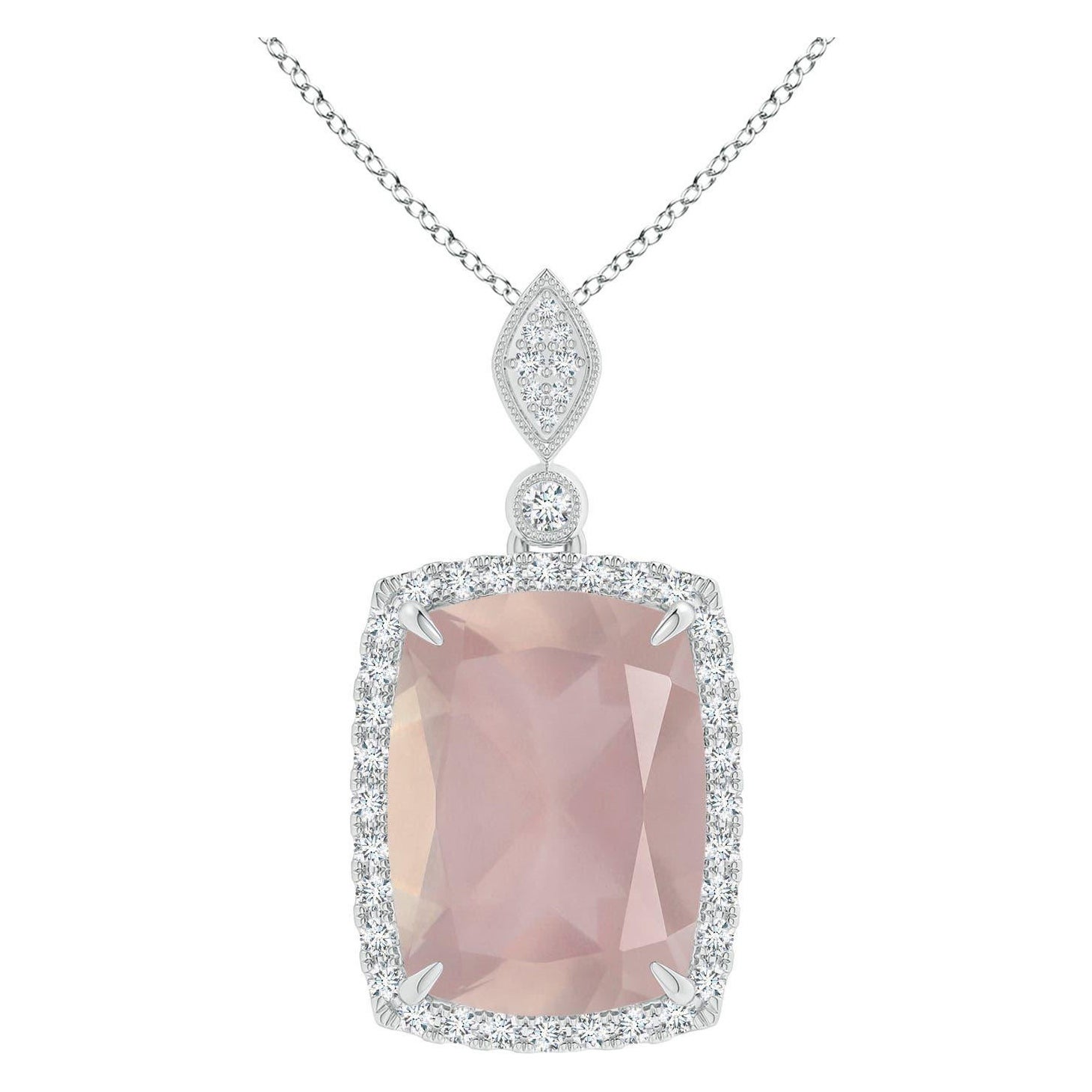 Ciondolo di quarzo rosa da 8,92 carati con certificato GIA di Angara Nature in oro 14K in vendita
