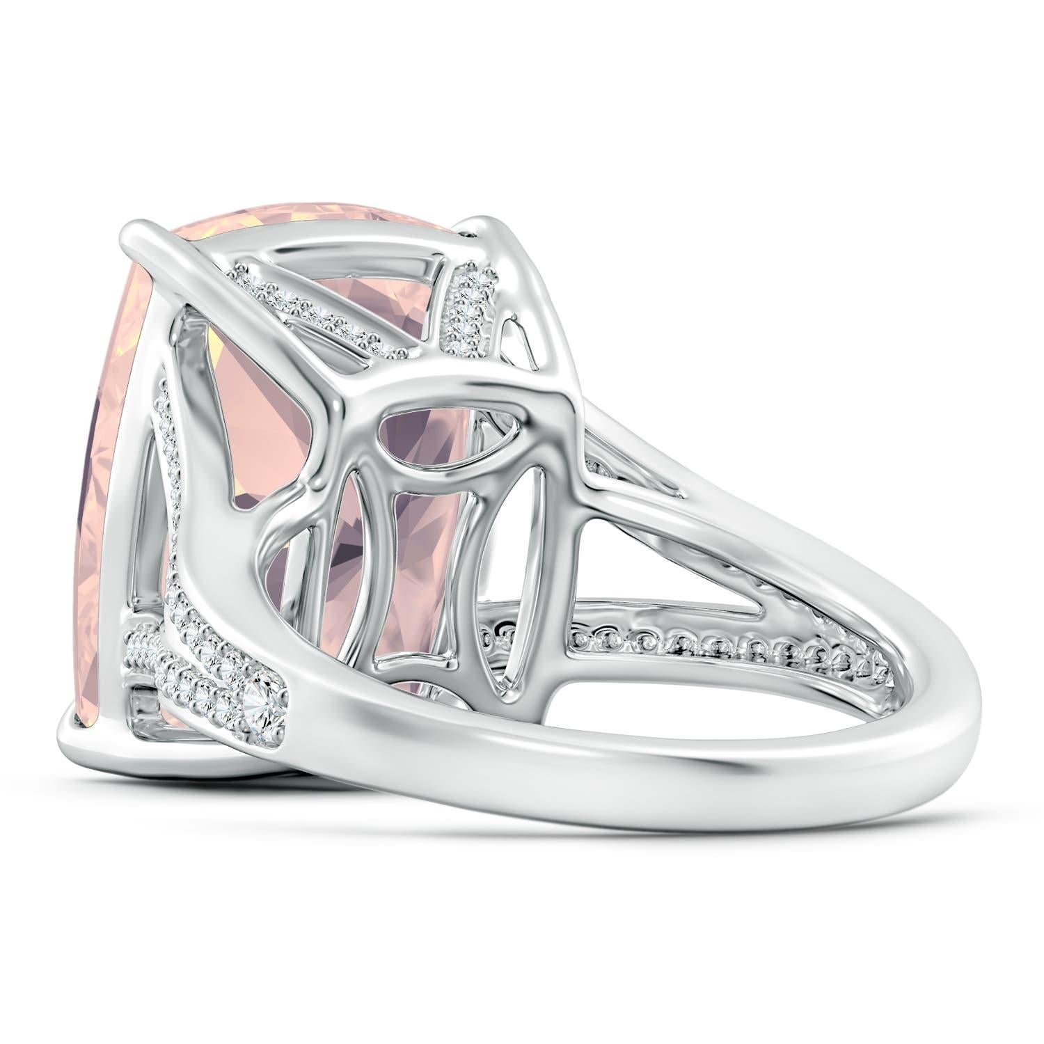 Angara Anillo de Cuarzo Rosa Natural Certificado por el GIA de 8,92 ct en oro macizo de 14 quilates Corte cojín en venta
