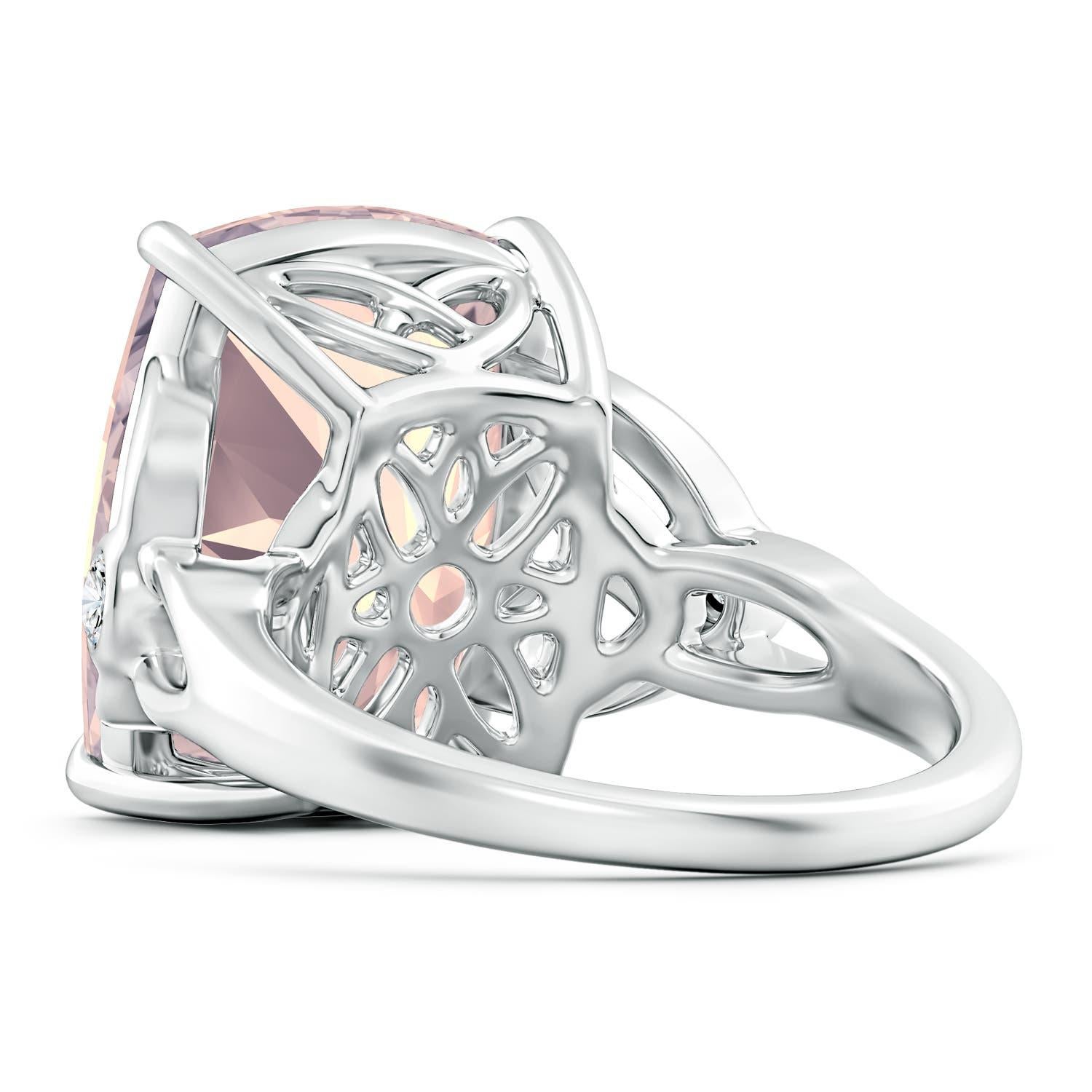 Taille coussin Angara Bague en or massif 14K en quartz rose certifié GIA 8,92 ct coussin naturel en vente