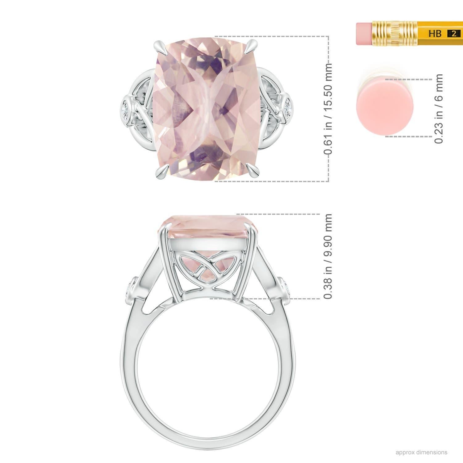 Angara Bague en or massif 14K en quartz rose certifié GIA 8,92 ct coussin naturel Pour femmes en vente