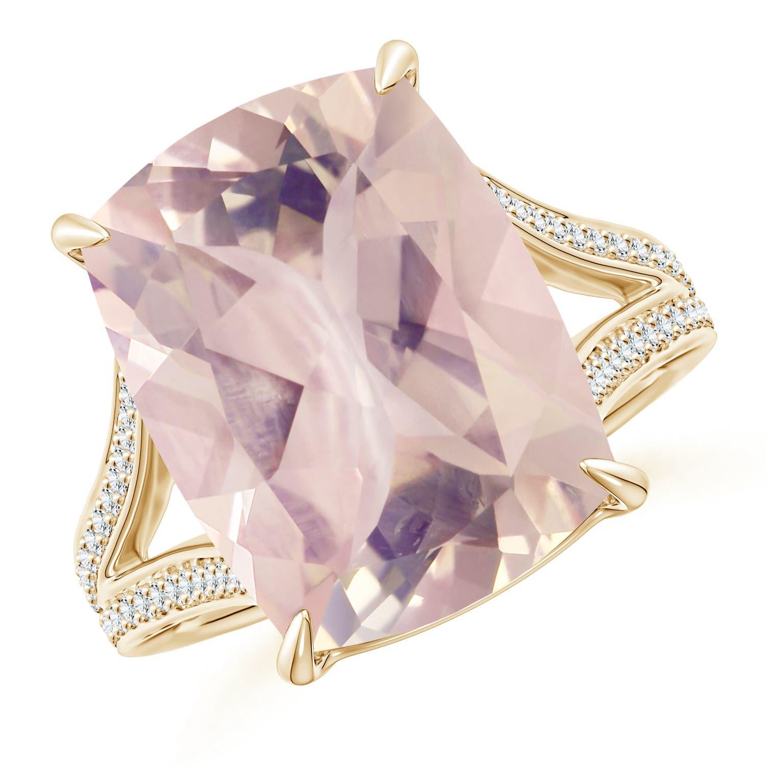Angara Anillo de Cuarzo Rosa Natural Certificado por el GIA de 8,92 ct en oro macizo de 14 quilates en venta 3