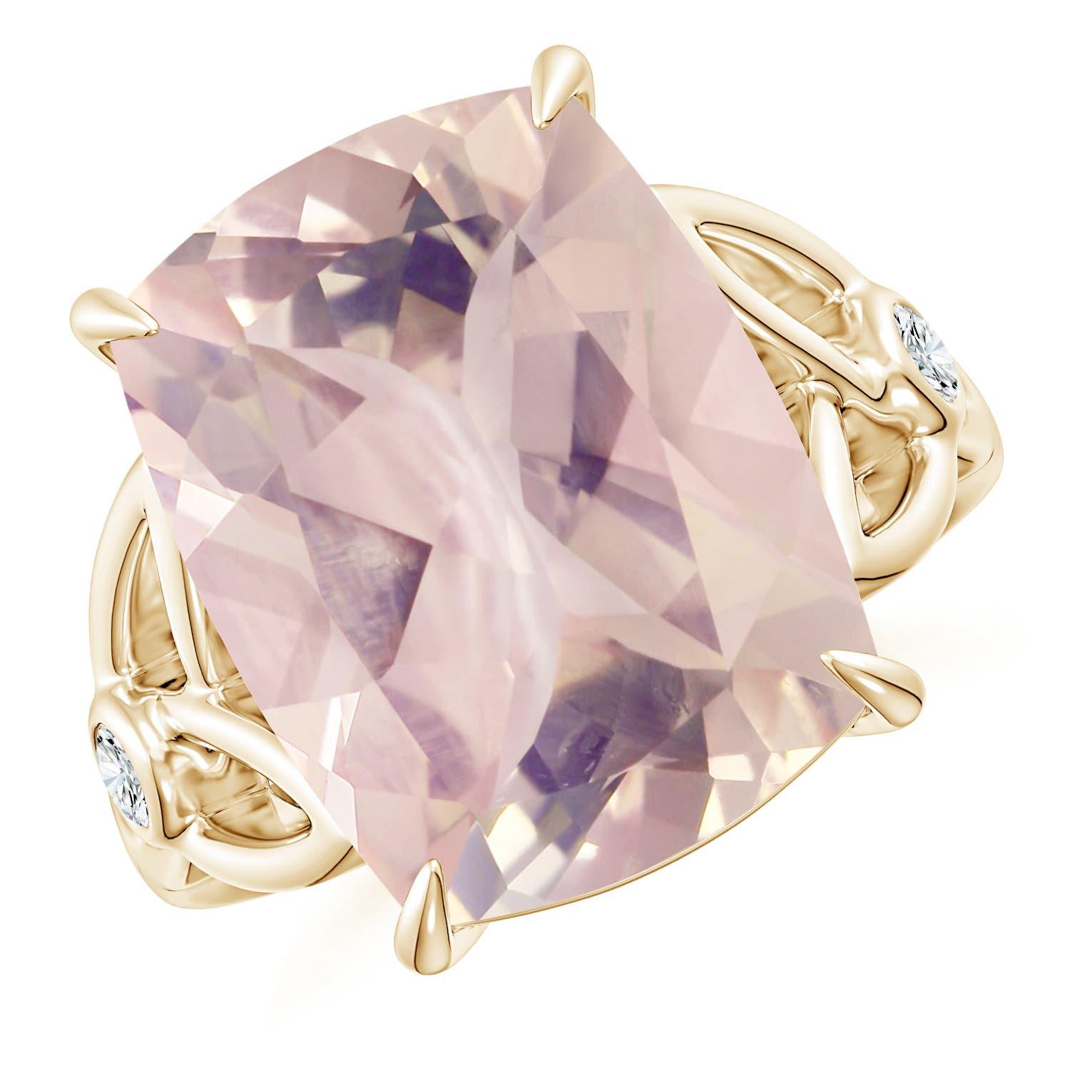 Angara Bague en or massif 14K en quartz rose certifié GIA 8,92 ct coussin naturel en vente 3