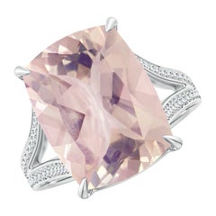 Angara Anillo de Cuarzo Rosa Natural Certificado por el GIA de 8,92 ct en oro macizo de 14 quilates