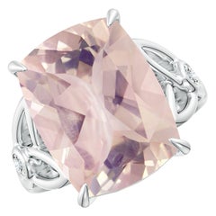 Angara Anillo de Cuarzo Rosa Natural Certificado por el GIA de 8,92 ct en oro macizo de 14 quilates