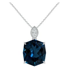 Angara Natural GIA Certified Cushion 9.18 ct London Blue Topaz in 14K Solid Gold