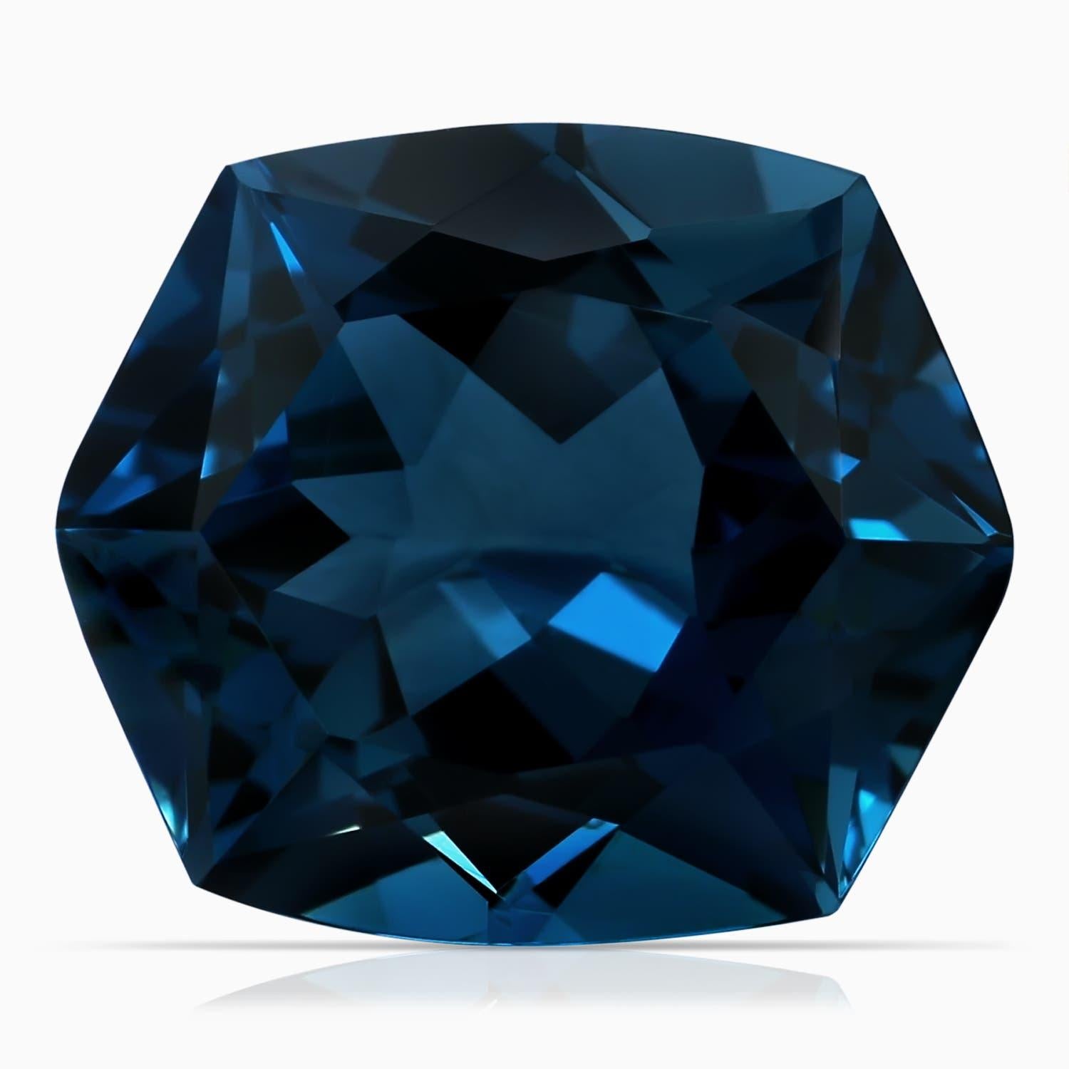Anello Angara con cuscino naturale certificato GIA da 9,18 ct di Topazio Blu di Londra in oro 14K in vendita 3