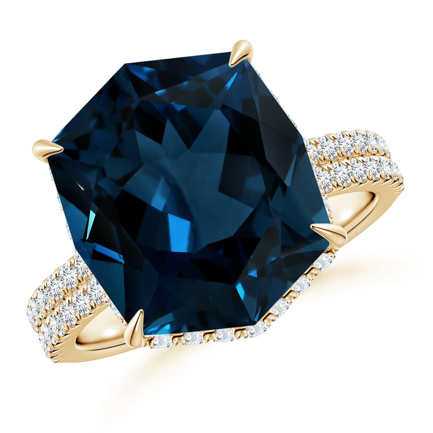 Topazio blu di Angara naturale certificato GIA a cuscino da 9,18 carati in oro massiccio 14 carati in vendita 5