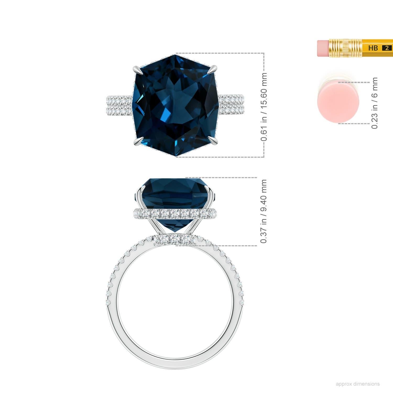 Topazio blu di Angara naturale certificato GIA a cuscino da 9,18 carati in oro massiccio 14 carati in vendita 2